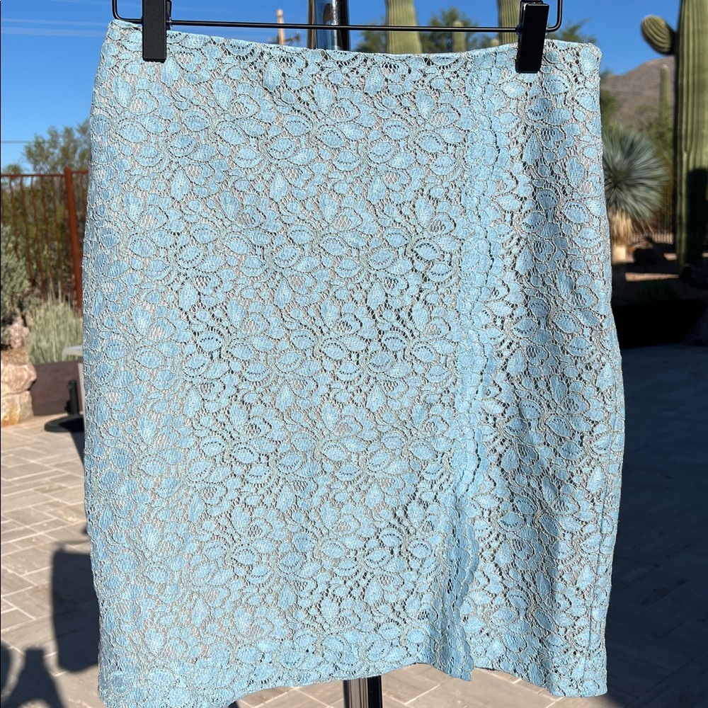 Banana Republic Lace Pencil Skirt - Light Blue